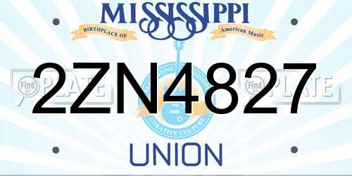 2ZN4827 Mississippi License Plate