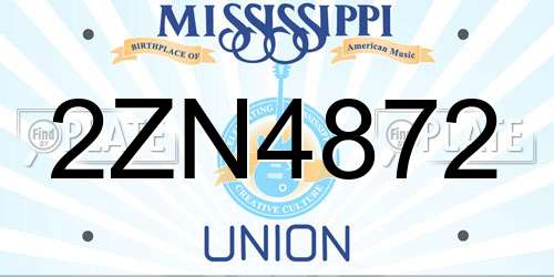 2ZN4872 Mississippi License Plate