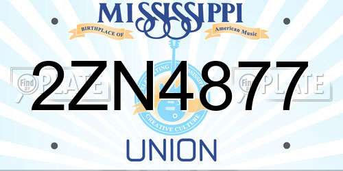 2ZN4877 Mississippi License Plate