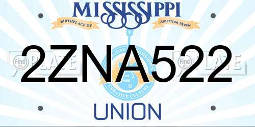 2ZNA522 Mississippi License Plate