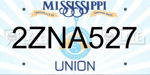 2ZNA527 Mississippi License Plate