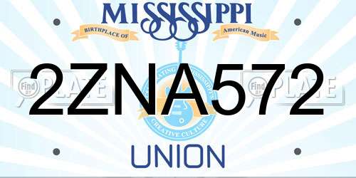 2ZNA572 Mississippi License Plate