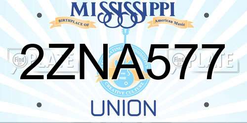 2ZNA577 Mississippi License Plate