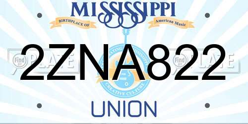 2ZNA822 Mississippi License Plate
