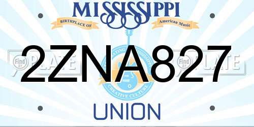 2ZNA827 Mississippi License Plate