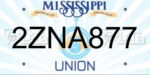 2ZNA877 Mississippi License Plate