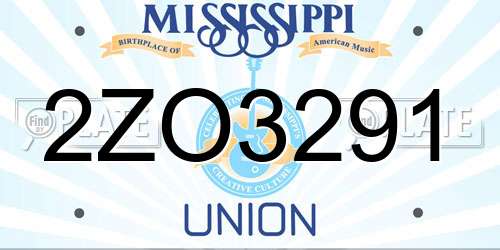 2ZO3291 Mississippi License Plate