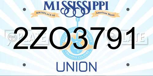 2ZO3791 Mississippi License Plate