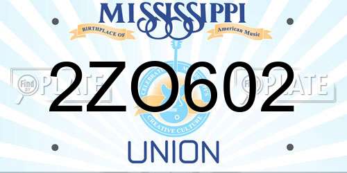 2ZO602 Mississippi License Plate