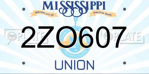 2ZO607 Mississippi License Plate