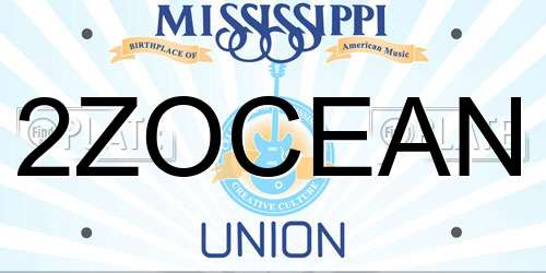 2ZOCEAN Mississippi License Plate
