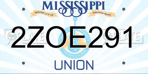 2ZOE291 Mississippi License Plate