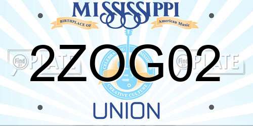 2ZOG02 Mississippi License Plate