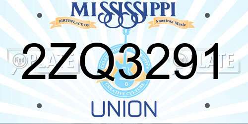 2ZQ3291 Mississippi License Plate