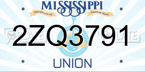 2ZQ3791 Mississippi License Plate