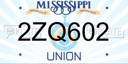 2ZQ602 Mississippi License Plate