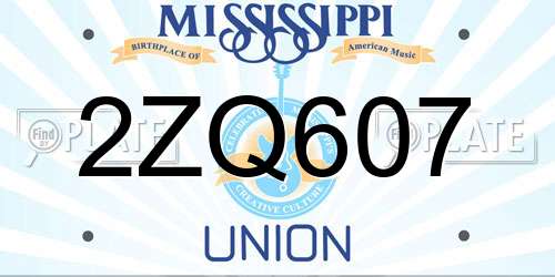 2ZQ607 Mississippi License Plate