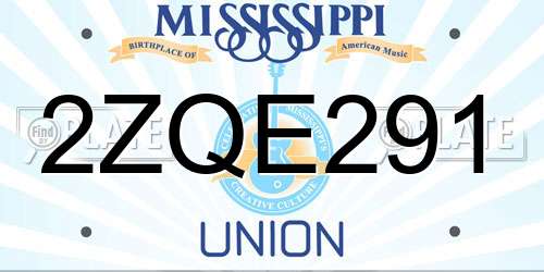 2ZQE291 Mississippi License Plate