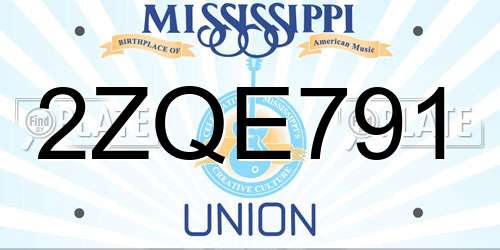 2ZQE791 Mississippi License Plate