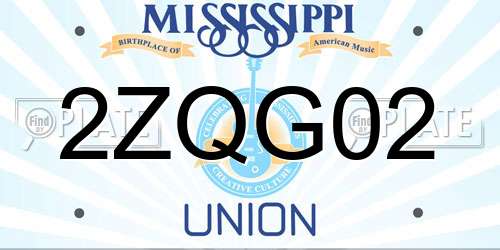 2ZQG02 Mississippi License Plate