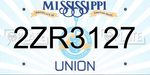 2ZR3127 Mississippi License Plate