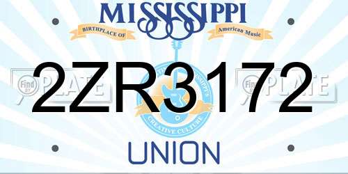 2ZR3172 Mississippi License Plate