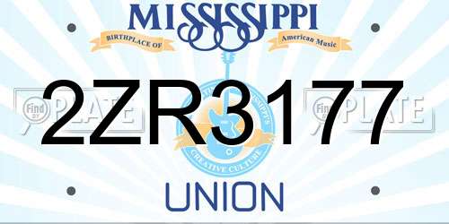 2ZR3177 Mississippi License Plate
