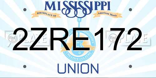 2ZRE172 Mississippi License Plate