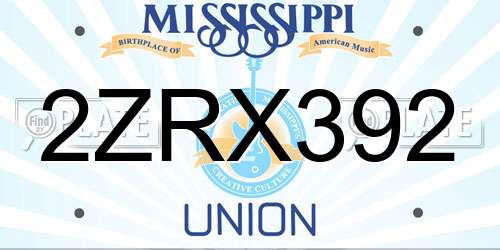 2ZRX392 Mississippi License Plate
