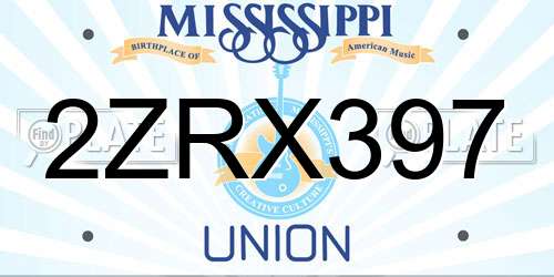 2ZRX397 Mississippi License Plate