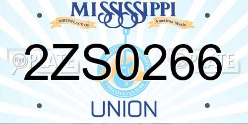 2ZS0266 Mississippi License Plate
