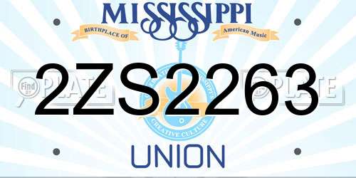 2ZS2263 Mississippi License Plate