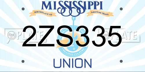 2ZS335 Mississippi License Plate