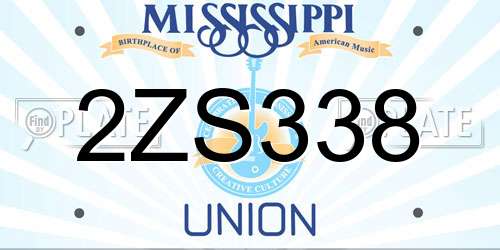 2ZS338 Mississippi License Plate