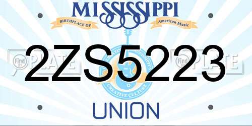 2ZS5223 Mississippi License Plate