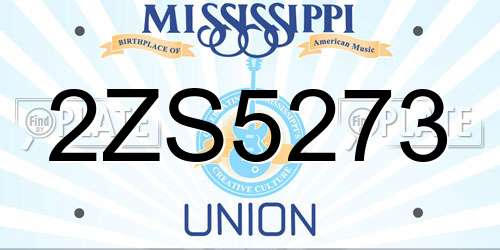 2ZS5273 Mississippi License Plate