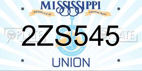 2ZS545 Mississippi License Plate