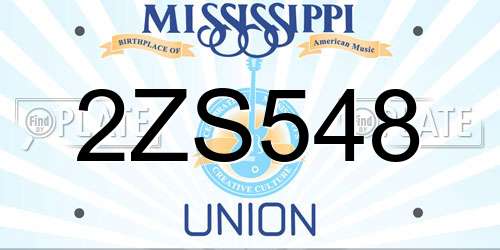 2ZS548 Mississippi License Plate
