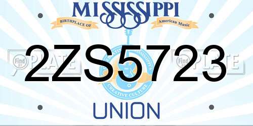 2ZS5723 Mississippi License Plate