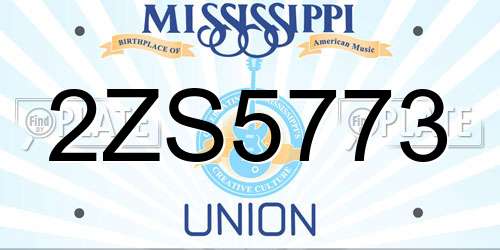 2ZS5773 Mississippi License Plate