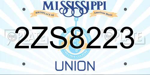 2ZS8223 Mississippi License Plate