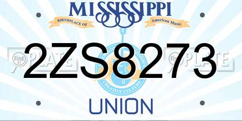 2ZS8273 Mississippi License Plate