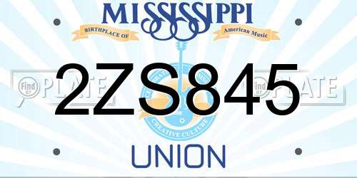2ZS845 Mississippi License Plate
