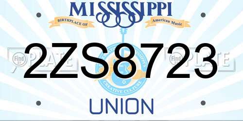 2ZS8723 Mississippi License Plate