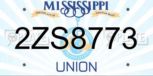 2ZS8773 Mississippi License Plate