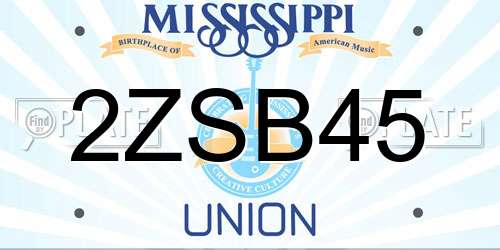 2ZSB45 Mississippi License Plate