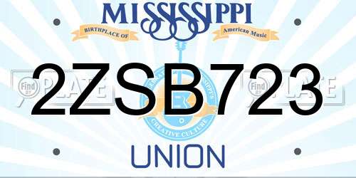 2ZSB723 Mississippi License Plate