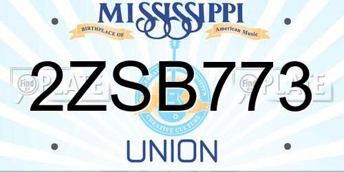 2ZSB773 Mississippi License Plate