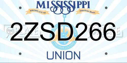 2ZSD266 Mississippi License Plate