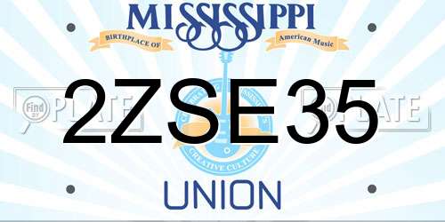 2ZSE35 Mississippi License Plate